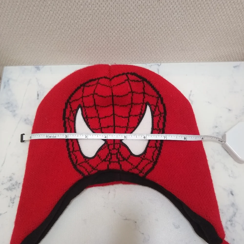 Marvel Spiderman Red Black Beanie Knit Kids Winter Hat